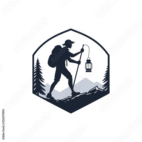 wander light silhouette vector clip art logo