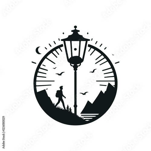wander light silhouette vector clip art logo