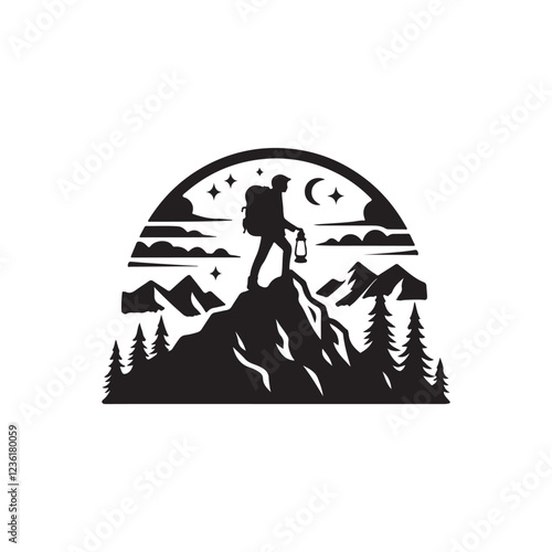 wander light silhouette vector clip art logo