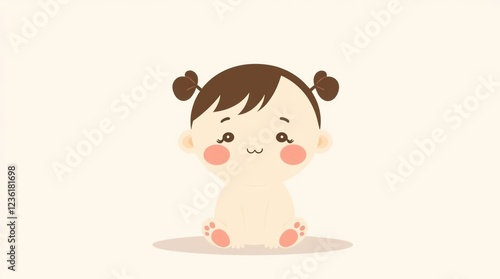 Cute baby girl illustration vector download adorable infant cartoon character design art