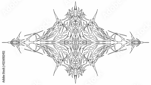 Neo tribal cyber gothic Y2K grunge symmetrical vector for tattoo, fashion, branding, and digital artwork