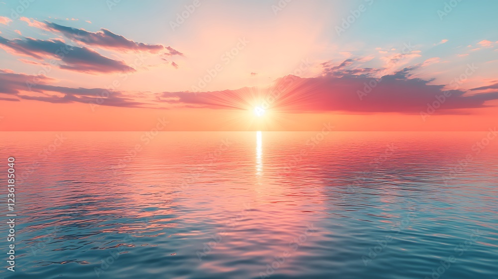 A shining light breaking through clouds over a tranquil sea. A shining light breaking through clouds over a tranquil sea.