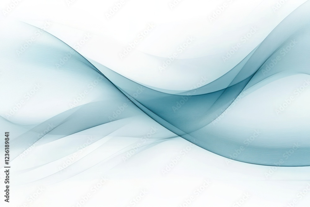 Fototapeta premium Abstract flowing waves in blue tones on a white background