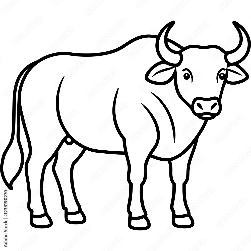 Buffalo in a Single Line Art Vector Buffalo in a Single Line Art Vector