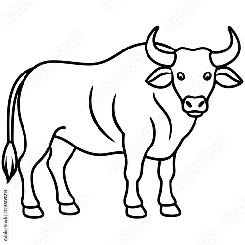 Buffalo in a Single Line Art Vector