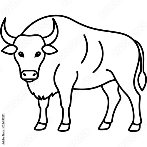 Buffalo in a Single Line Art Vector