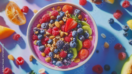 Wallpaper Mural Delicious Berry Smoothie Bowl with Granola Nuts Fresh Fruits Torontodigital.ca