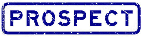 Grunge blue prospect word square rubber seal stamp on white background