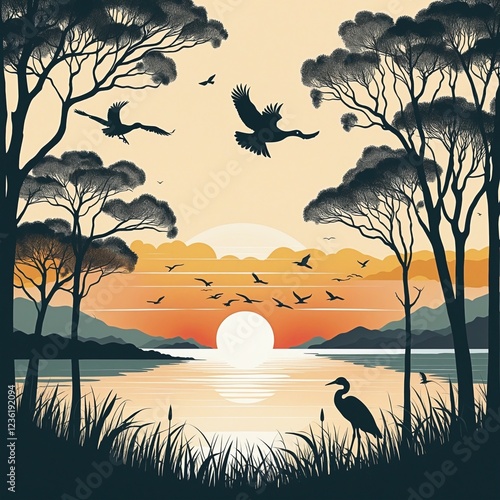Celebrating World Migratory Birds: A Retro Vector Illustration