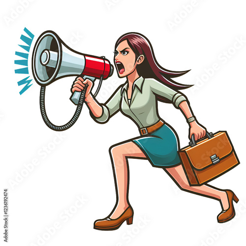 woman holding a loudspeaker