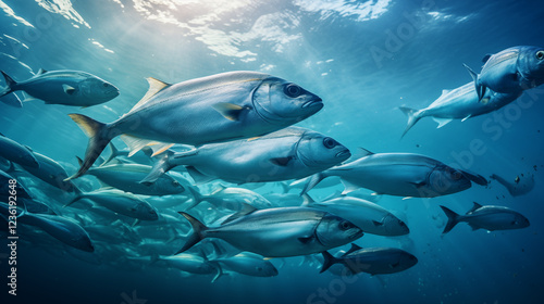 School of herring baltic fish. Marine life. Shad optimized from to be used in background design, decoration