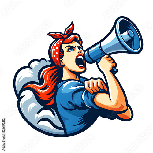 woman holding a loudspeaker
