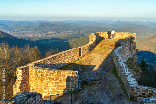 Die Wegelnburg im Abendlicht, Pfälzerwald, Rheinland-Pfalz, Deutschland photo