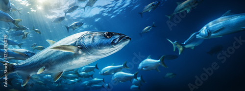 School of herring baltic fish. Marine life. Shad optimized from to be used in background design, decoration