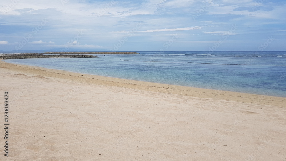 empty beach in the afternoon with clear blue sky