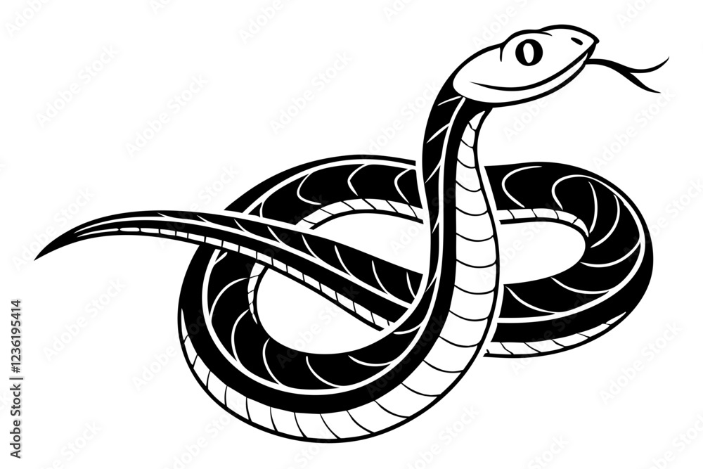 Fototapeta premium minimalist snake illustration isolated oin white