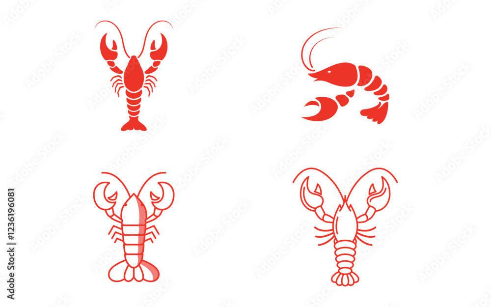 Shrimp seafood vector icon illustration design template Shrimp seafood vector icon illustration design template