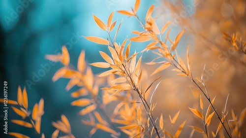 Bamboo leaves rustling gently in the wind, creating a peaceful natural atmosphere.