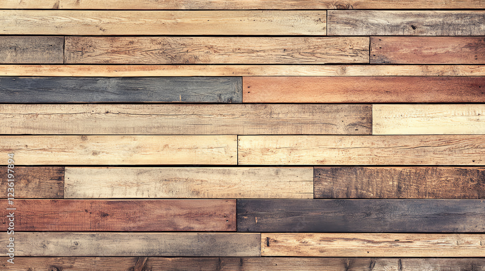 Naklejka premium textured wooden wall made of various colored planks
