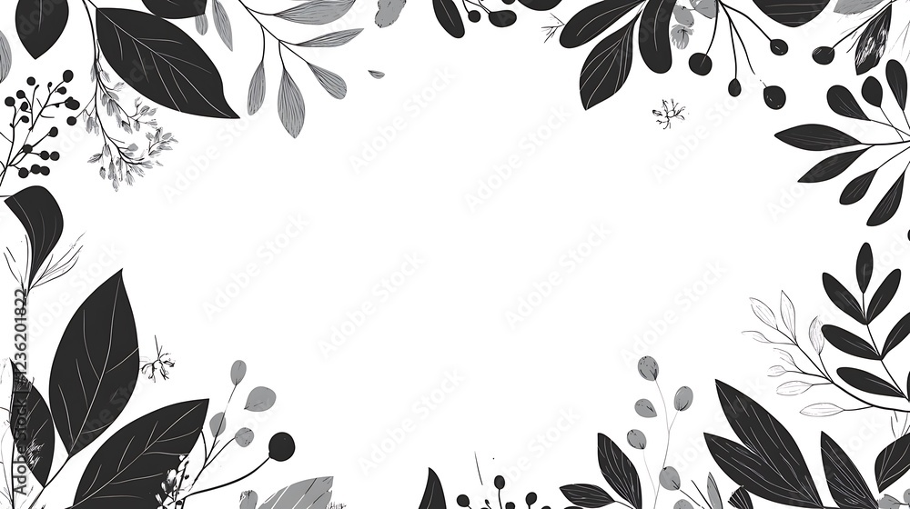 Monochrome Floral Frame Elegant Botanical Design Monochrome Floral Frame Elegant Botanical Design