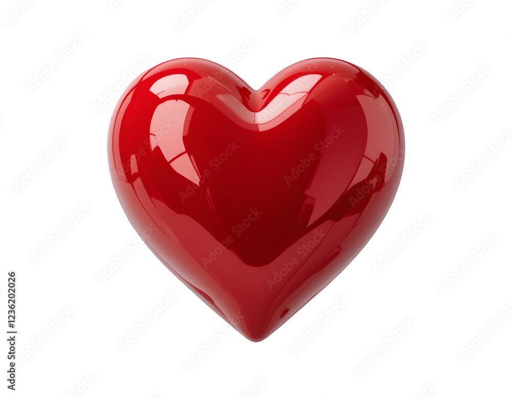 Glossy Red 3D Heart with a Sleek and Elegant Design Glossy Red 3D Heart with a Sleek and Elegant Design