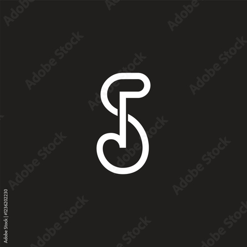 letter sp abstract doodle simple lines logo vector