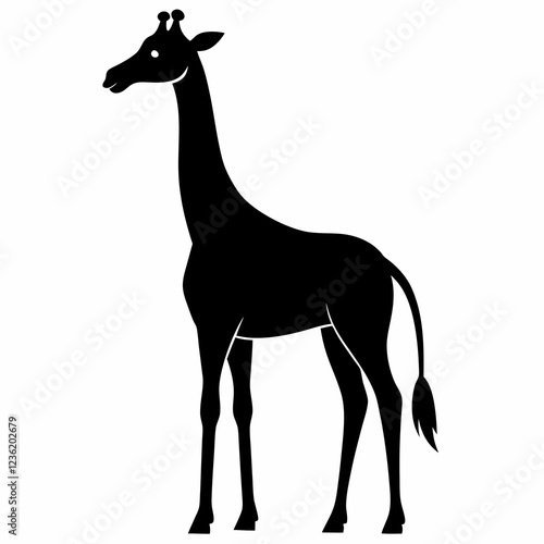 Elegant Giraffe Silhouette Vector Art