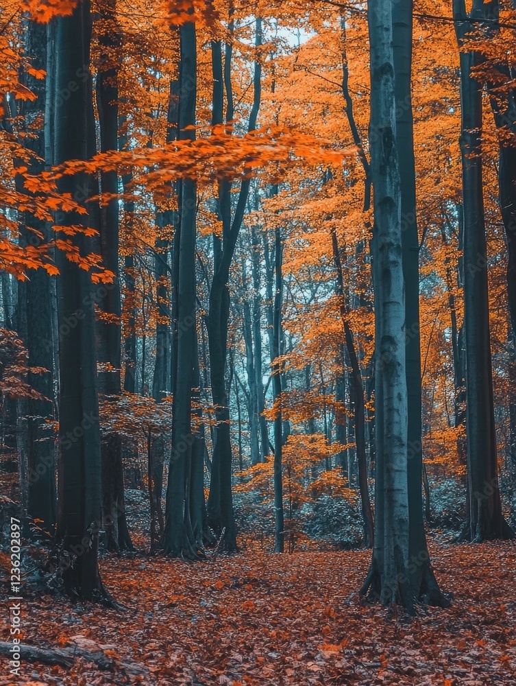 Fototapeta premium Forest with Orange Leaves