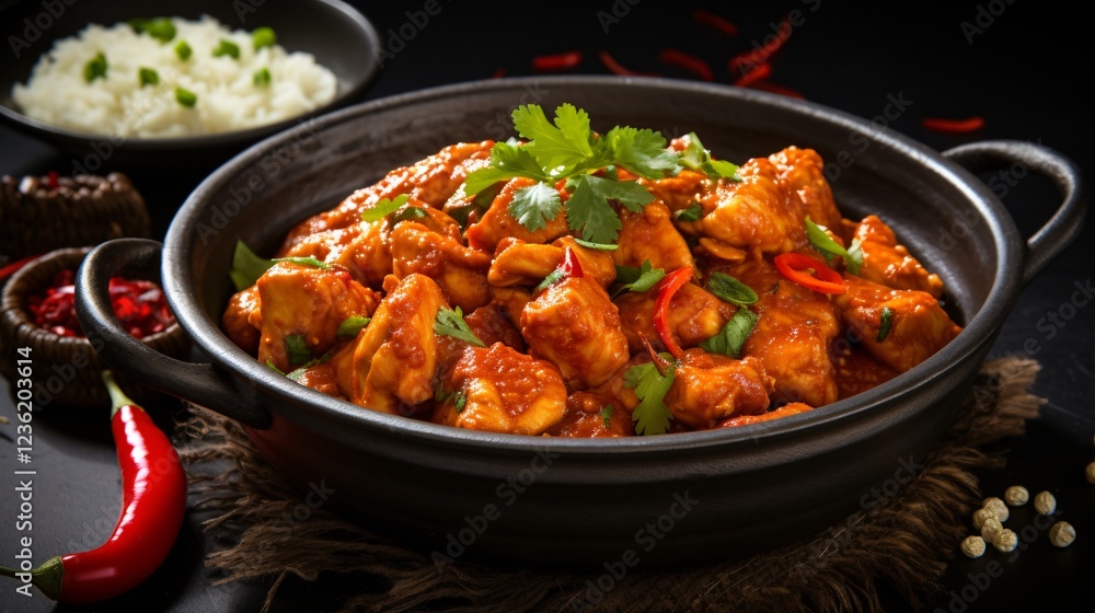 Chicken tikka masala spicy curry meat food in a plate Chicken tikka masala spicy curry meat food in a plate