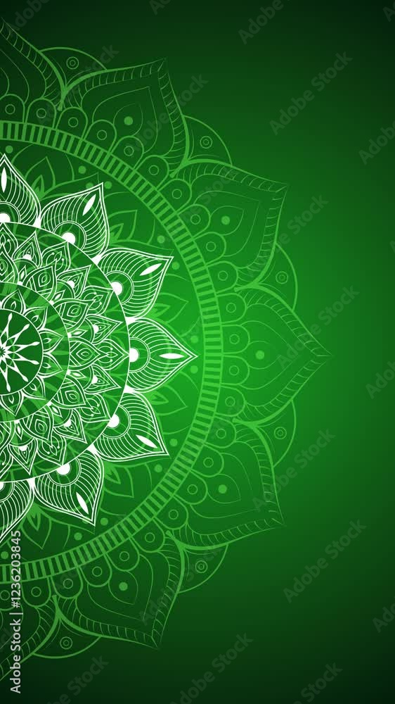 Intricate mandala animation on a green background, Abstract symmetrical mandala design animation Intricate mandala animation on a green background, Abstract symmetrical mandala design animation
