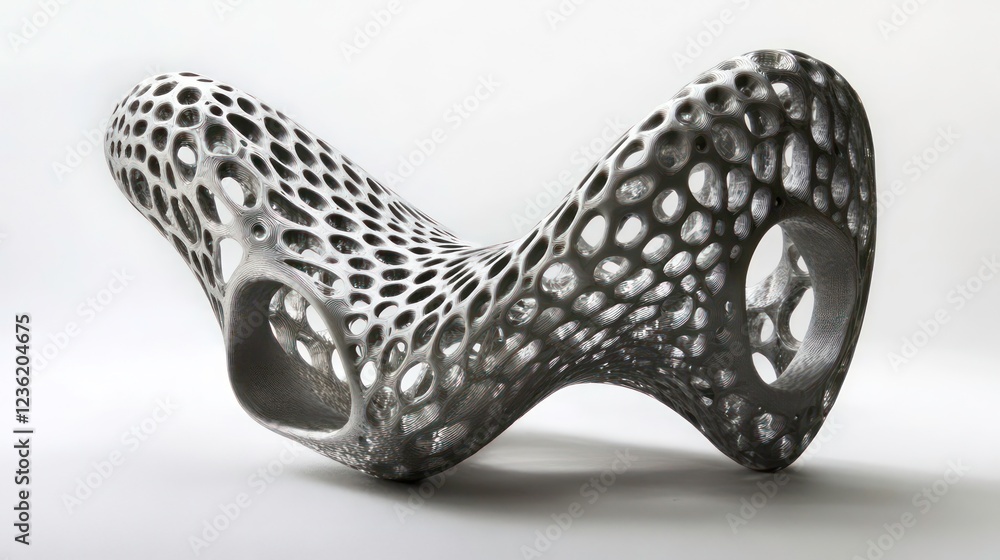 Abstract 3D-printed metal sculpture with intricate lattice structure. Abstract 3D-printed metal sculpture with intricate lattice structure.