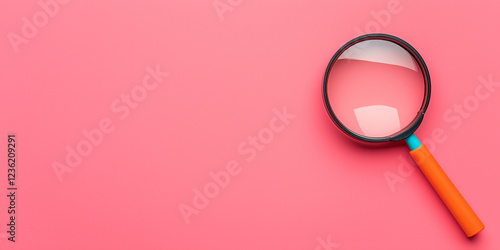 Wallpaper Mural magnifying glass on pink background, highlighting small details with clarity and focus. This evokes curiosity and exploration Torontodigital.ca