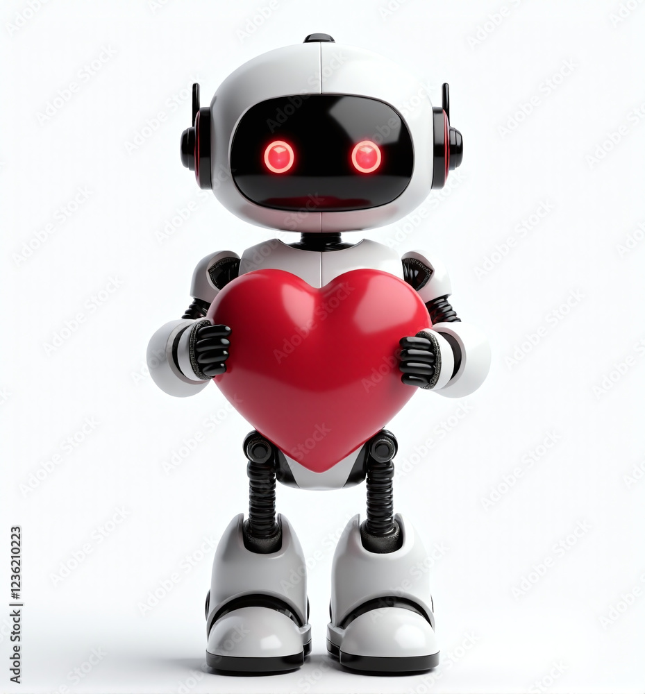 Adorable Robot with Heart in Hands, Joyful and Colorful Love Symbol for Kids on White Background
Adorable Robot with Heart in Hands, Joyful and Colorful Love Symbol for Kids on White Background
