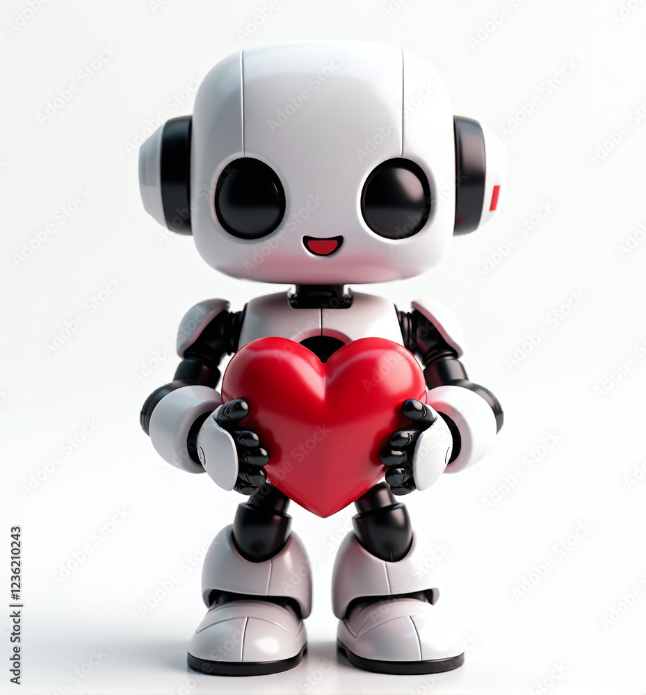 Adorable Robot with Heart in Hands, Joyful and Colorful Love Symbol for Kids on White Background
Adorable Robot with Heart in Hands, Joyful and Colorful Love Symbol for Kids on White Background