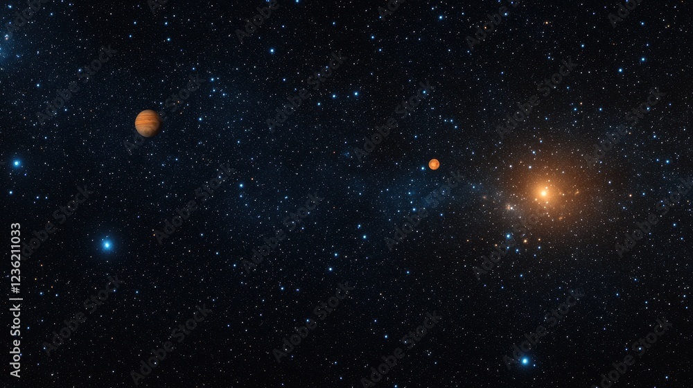 Fototapeta premium Stunning Cosmic Scene with Planets and Stars in Deep Space