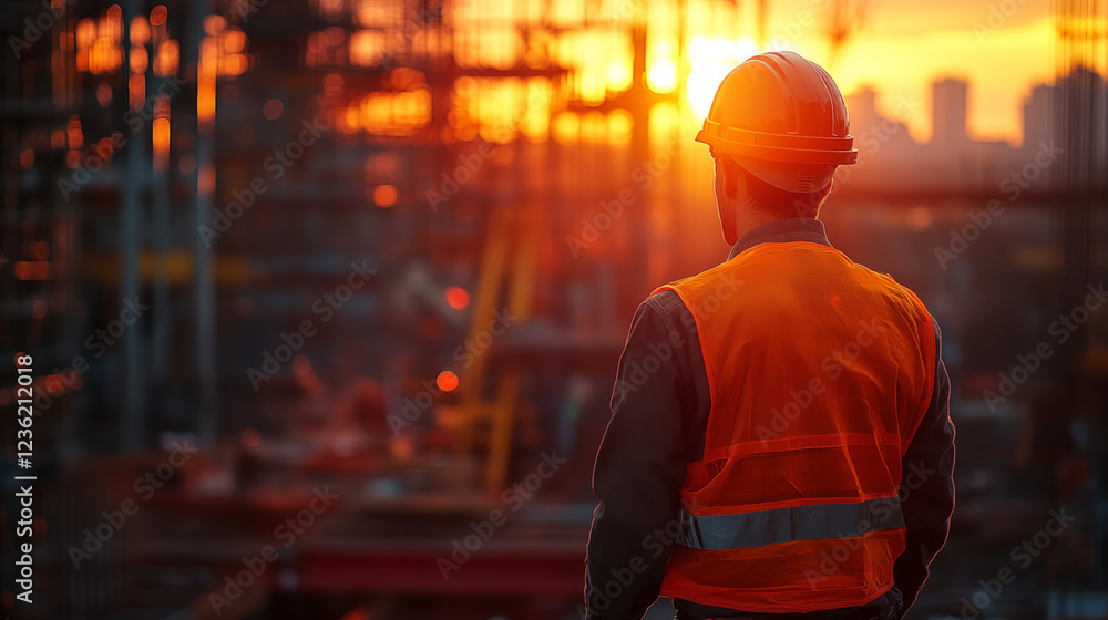 Construction Engineer in Safety Gear Observing Building at Construction Site industrial worker cranes infrastructure project development architecture engineering teamwork progress management Construction Engineer in Safety Gear Observing Building at Construction Site industrial worker cranes infrastructure project development architecture engineering teamwork progress management