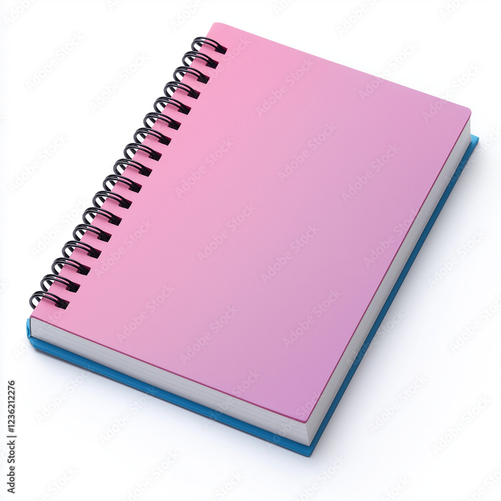 spiral bound notebook with colorful pink cover and blue spine, perfect for notes and sketches. Ideal for students and creative individuals spiral bound notebook with colorful pink cover and blue spine, perfect for notes and sketches. Ideal for students and creative individuals