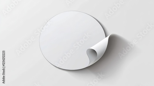 Vector round paper sticker template with bent edge. Isolated on transparent background. . Vector illustration, on white background