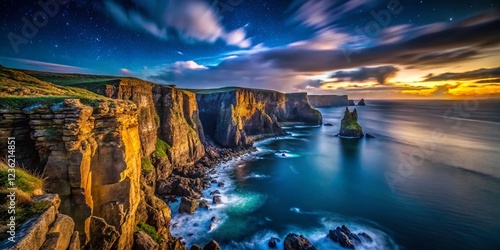 Dramatic Night View of Cova d'en Xoroi Cliffs, Menorca, Spain photo