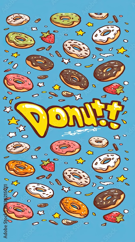 Fototapeta premium Donuts Falling on a Blue Background