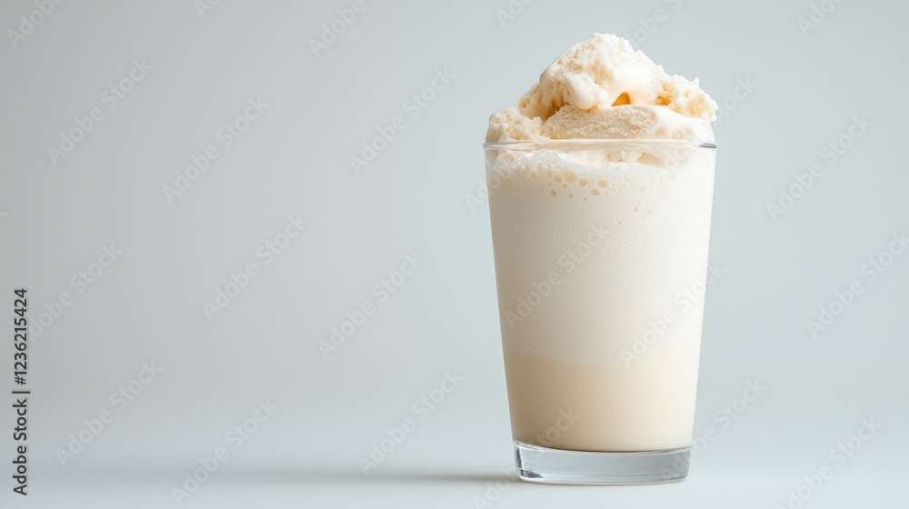 Creamy ice cream float in glass, light background, refreshing summer drink Creamy ice cream float in glass, light background, refreshing summer drink