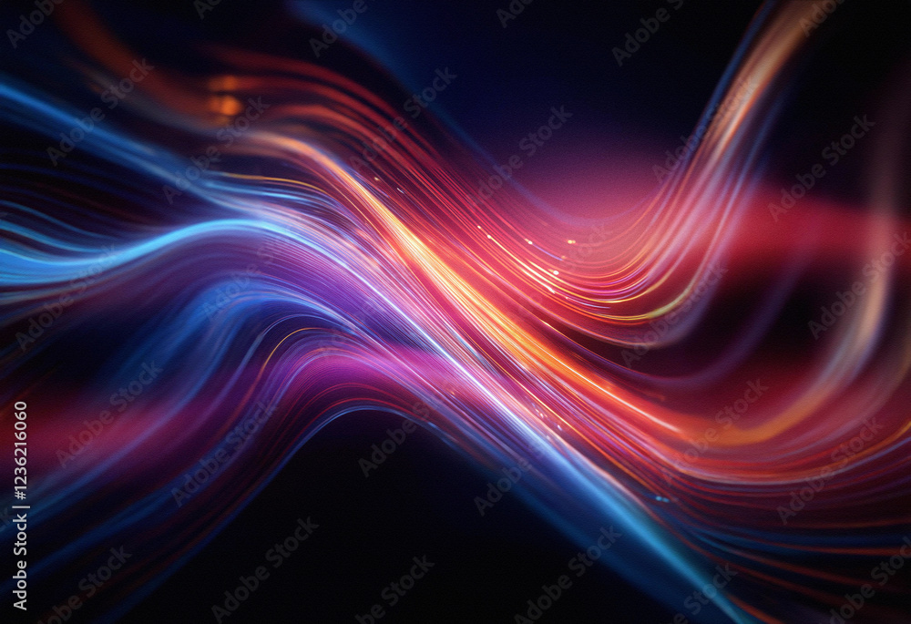 Abstract sci-fi background featuring vibrant, flowing light streaks in a double exposure style. The image evokes a sense of movement and energy. Abstract sci-fi background featuring vibrant, flowing light streaks in a double exposure style. The image evokes a sense of movement and energy.