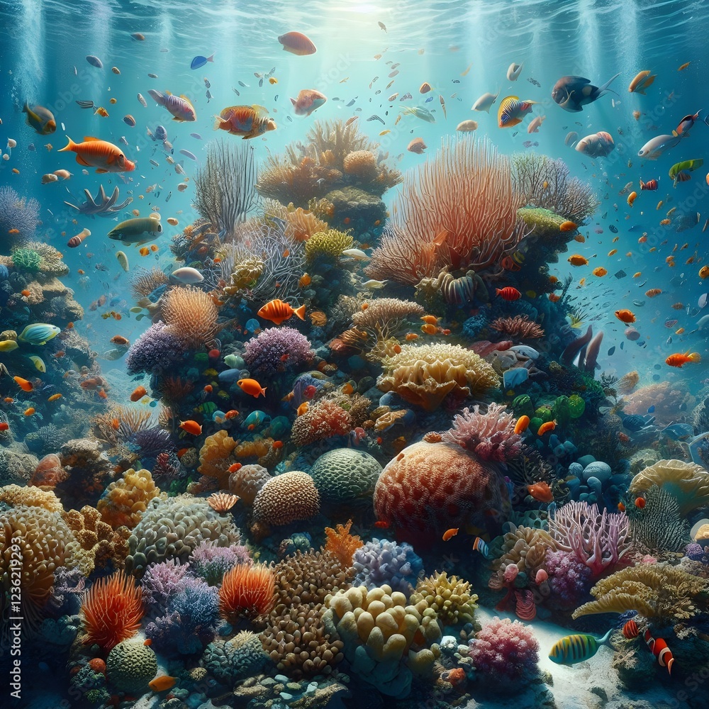 Fototapeta premium coral reef and fish