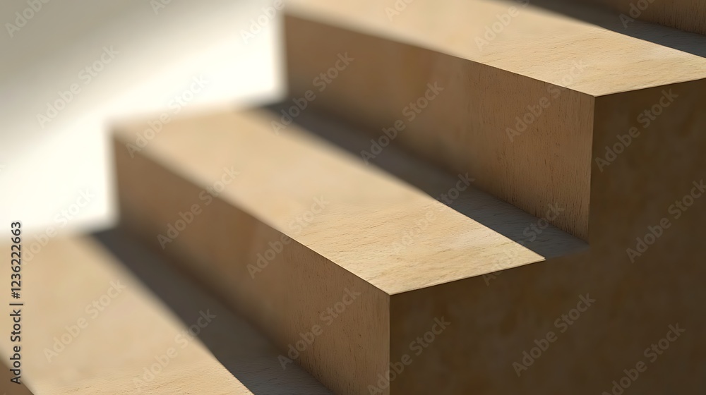 Wooden Steps Illuminated By Sunlight Showing Texture Wooden Steps Illuminated By Sunlight Showing Texture