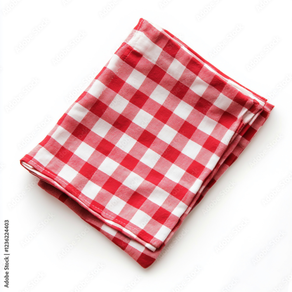 red and white checked napkin isolated on white background full depth of feild. red and white checked napkin isolated on white background full depth of feild.
