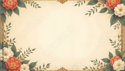 Vintage Aesthetic beautiful elegant Art nouveau Floral ornamental frame on soft copy space background modernism style illustration for wallpaper, presentation, design 