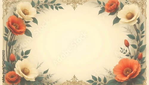 Vintage Aesthetic beautiful elegant Art nouveau Floral ornamental frame on soft copy space background modernism style illustration for wallpaper, presentation, design 