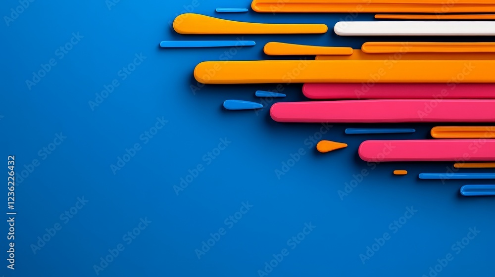 Abstract Colorful Lines on Blue: Dynamic, vibrant, and modern abstract artwork featuring bold lines in shades of pink, orange, and white against a deep blue background. Abstract Colorful Lines on Blue: Dynamic, vibrant, and modern abstract artwork featuring bold lines in shades of pink, orange, and white against a deep blue background.