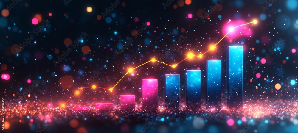 Upswing Chart On Vibrant Backdrop, Illustrating Upward Trend And Positive Market Growth Upswing Chart On Vibrant Backdrop, Illustrating Upward Trend And Positive Market Growth