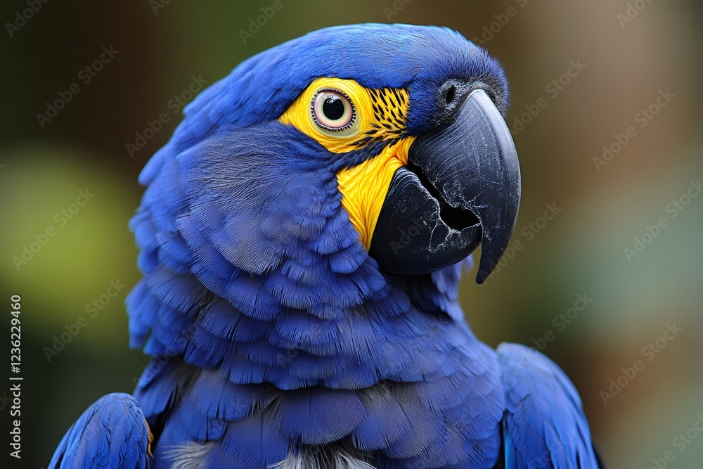 Obraz premium Hyacinth macaw parrot showing its beautiful blue feathers